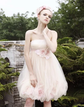 

Beautiful A Line Short Scalloped Sleeveless Light Pink Flowers Cheap Homecoming Prom Party Dresses