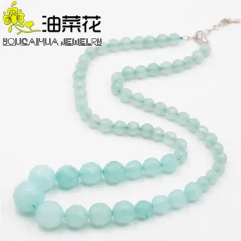 

Beautiful Round 6-14MM Green Amazon Chalcedony Stone Necklace Beads Necklace DIY Fashion Jewelry Making Design Mother's Day Gift