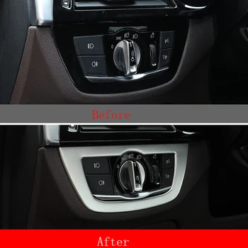 

car accessories Stainless HeadLight Lamp Switch Frame Cover Trim For BMW 5 Series G30 G31 2017-2018