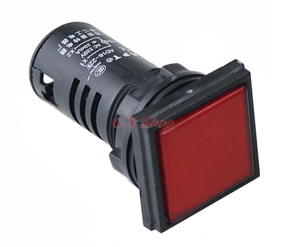 

22mm Highlight LED square power indicator button switch AD16-22F red green yellow 24V220V380V