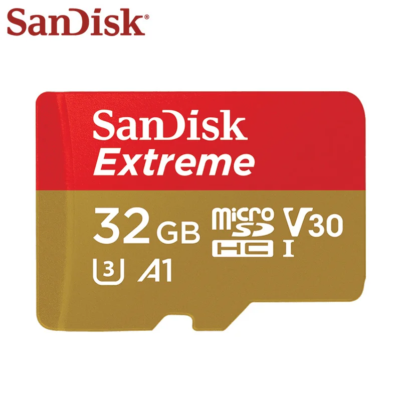 Двойной Флеш-накопитель SanDisk Extreme Micro SD карта, 32 ГБ, A1 microSDHC V30 U3 100 МБ/с. TF карты UHS-I флэш-Поддержка карт памяти 4K HD видео смартфон