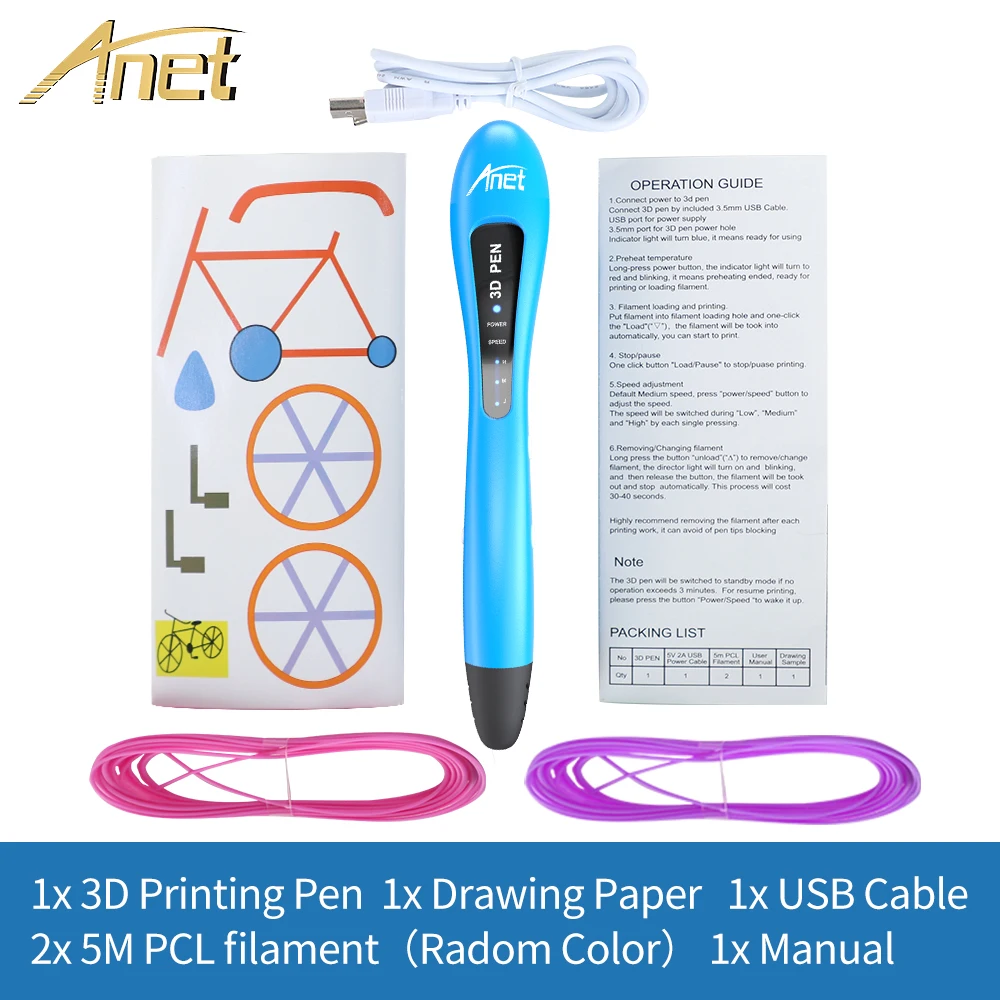 Anet VP01 низкая температура Безопасный детский подарок DIY 3D Ручка принтер с PCL
