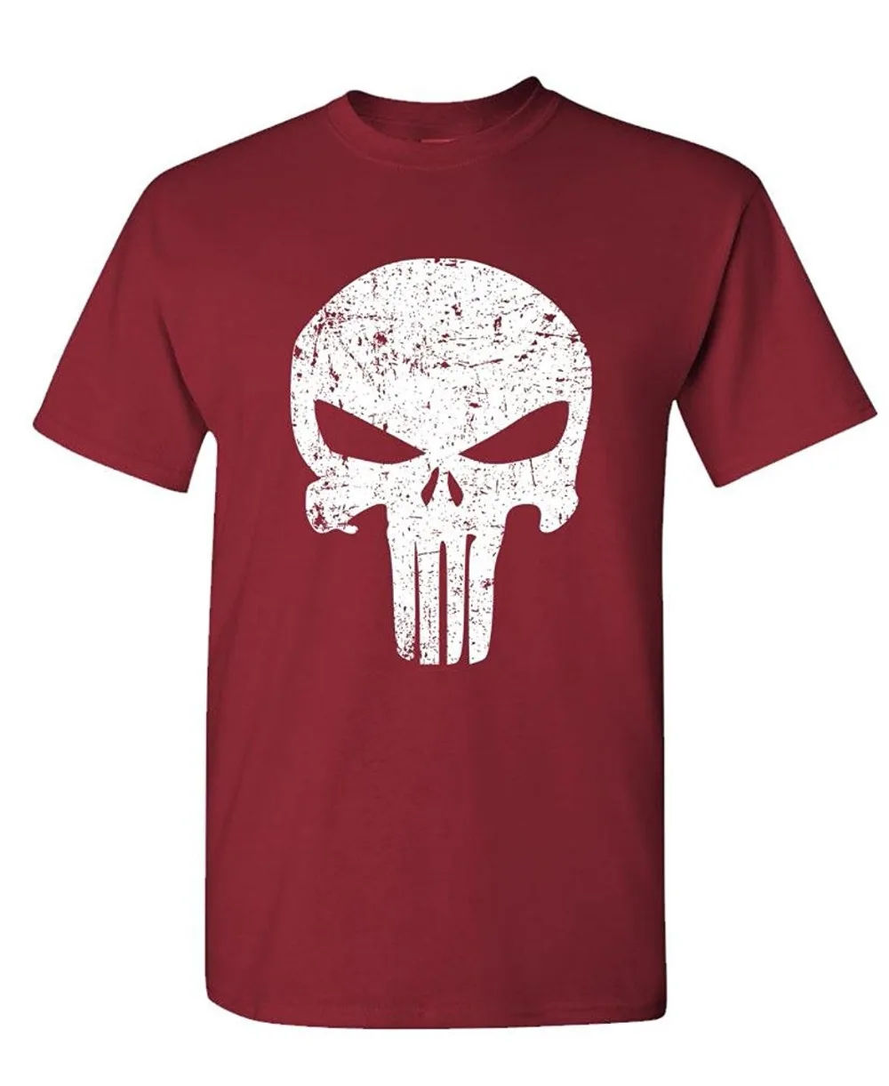 Summer Style Fashion Distressed Punisher Skull Mercenary Liberty Mens Cotton T Shirt T Shirt Men