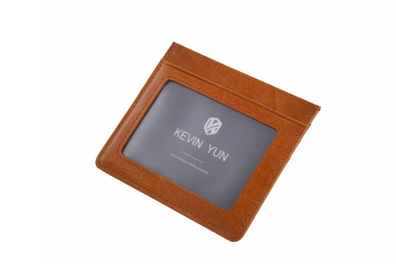 KEVIN YUN Designer Brand Vintage Men Card Holder Wallet Genuine Leather Mini Pocket Credit ID Card Case