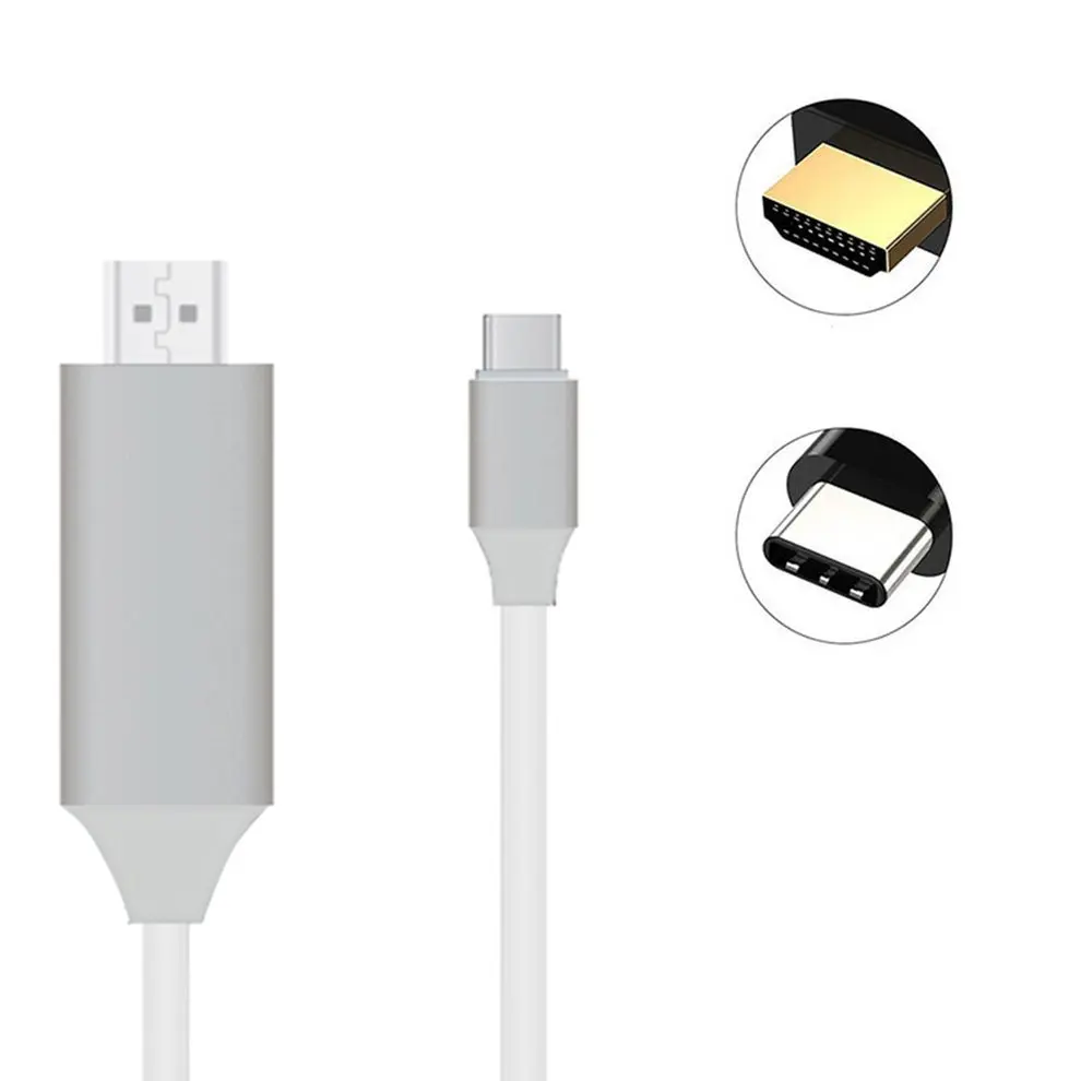

5pcs Silver 2M Type C to Video Audio Image Cables Support 4K 60Hz HD Signal For Laptop TV Notebook Mobile Phone Plug and Play