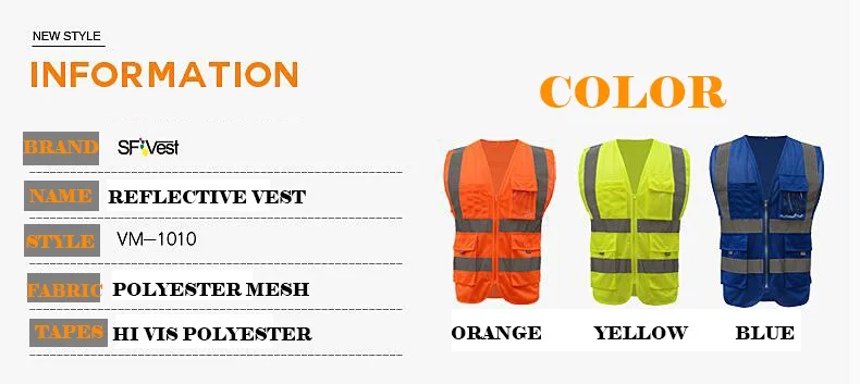Hivisi бренд светоотражающий безопасности сетки жилет для O строительства дорожного движения шахты поисково-спасательных работ