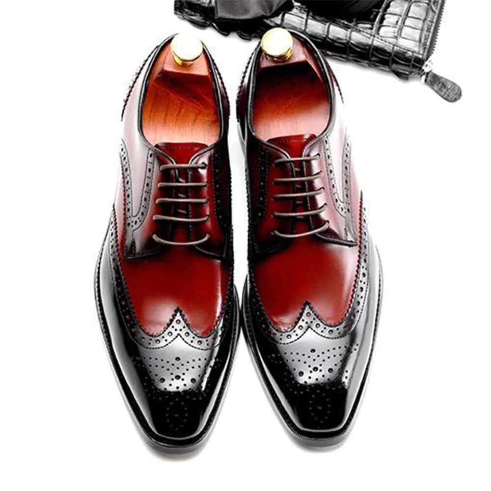 Men/'s Dress Formal Oxfords Shoes Leather Suit Lace up Brogue Wing Tip Wedding US
