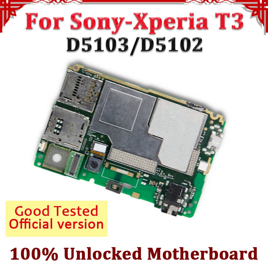 

Original Unlocked Full Function Logic Board For Sony Xperia T3 D5103 D5102 Motherboard With Full Chips Mainboard Tested
