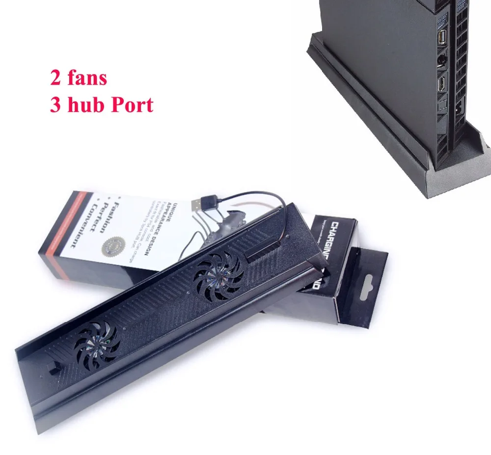 

high-speed Vertical Stand 3 HUB USB Port Cooling 2 Cooler fans Charger Charging Stand Holder Support for Playstation 4 PS4