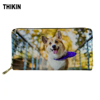 

THIKIN Long Wallet Cartoon Cute Corgi Dogs Print Wallets Women Lady Coin Money Bag Pouch Credit Card Holder Clutch for Teen Girl