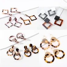 

Fashion Leopard Acrylic Multiple Style Acetate Pendant Earrings For Women Long Statement Earrings Exaggerated Party Girl Jewelry