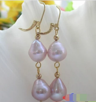 

FREE shipping> >>>p2364 2LINE 13MM lavender DRIP FW PEARL DANGLE EARRING