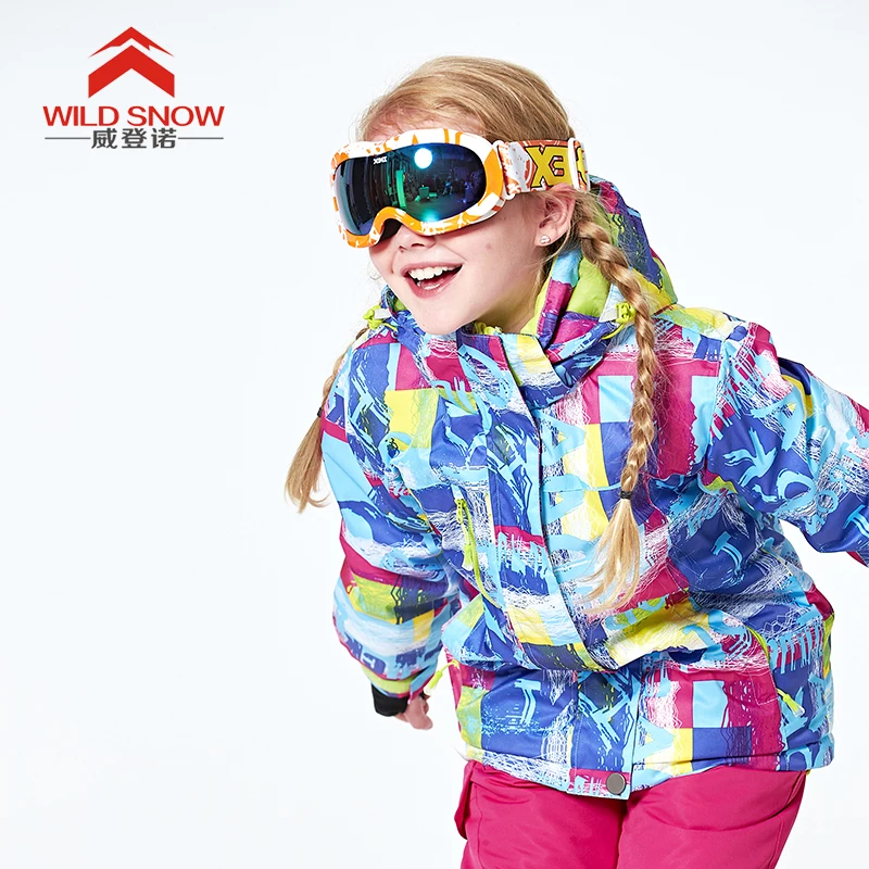 

WILD SNOW Children's Winter Outdoor Windproof Waterproof Ski Jacket Padded Cotton-padded Jacket Warm Hooded Thick Coat