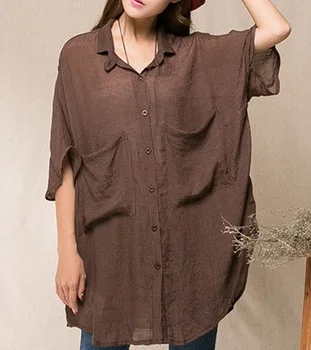 

New product release in the summer of 2015, the original design 100% cotton linen loose big yards of women's shirt
