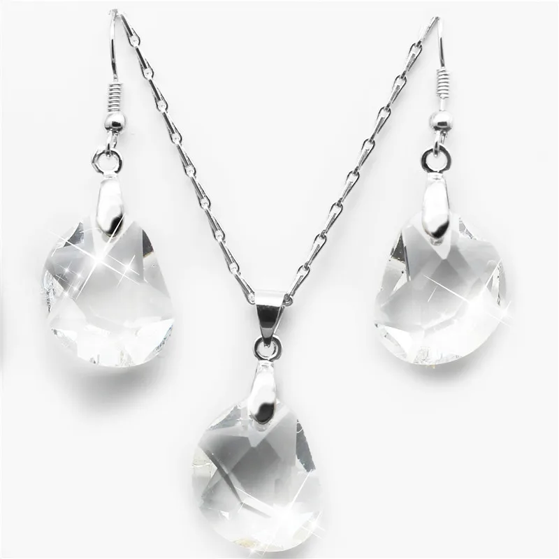 

australia Crystal bean Pendant fashion Jewelry sets Necklace Earrings Free drop Shipping charms girl women quality cute romantic