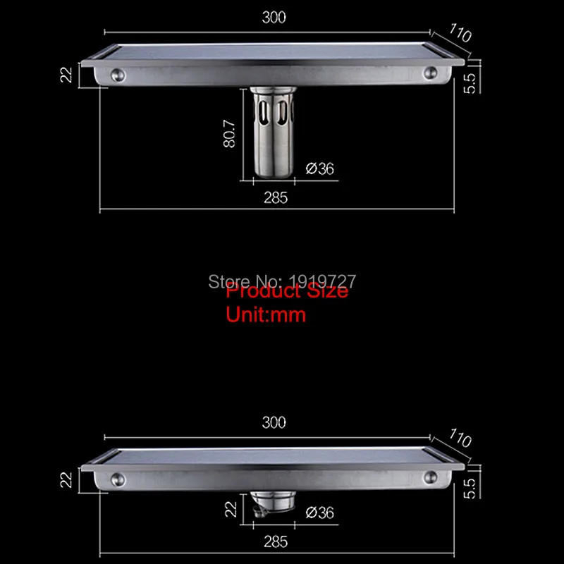 Новое поступление, 304#, нержавеющая сталь, плитка ручной работы, умная плитка, вставка для душа, напольная решетка для отходов, слив 300 мм