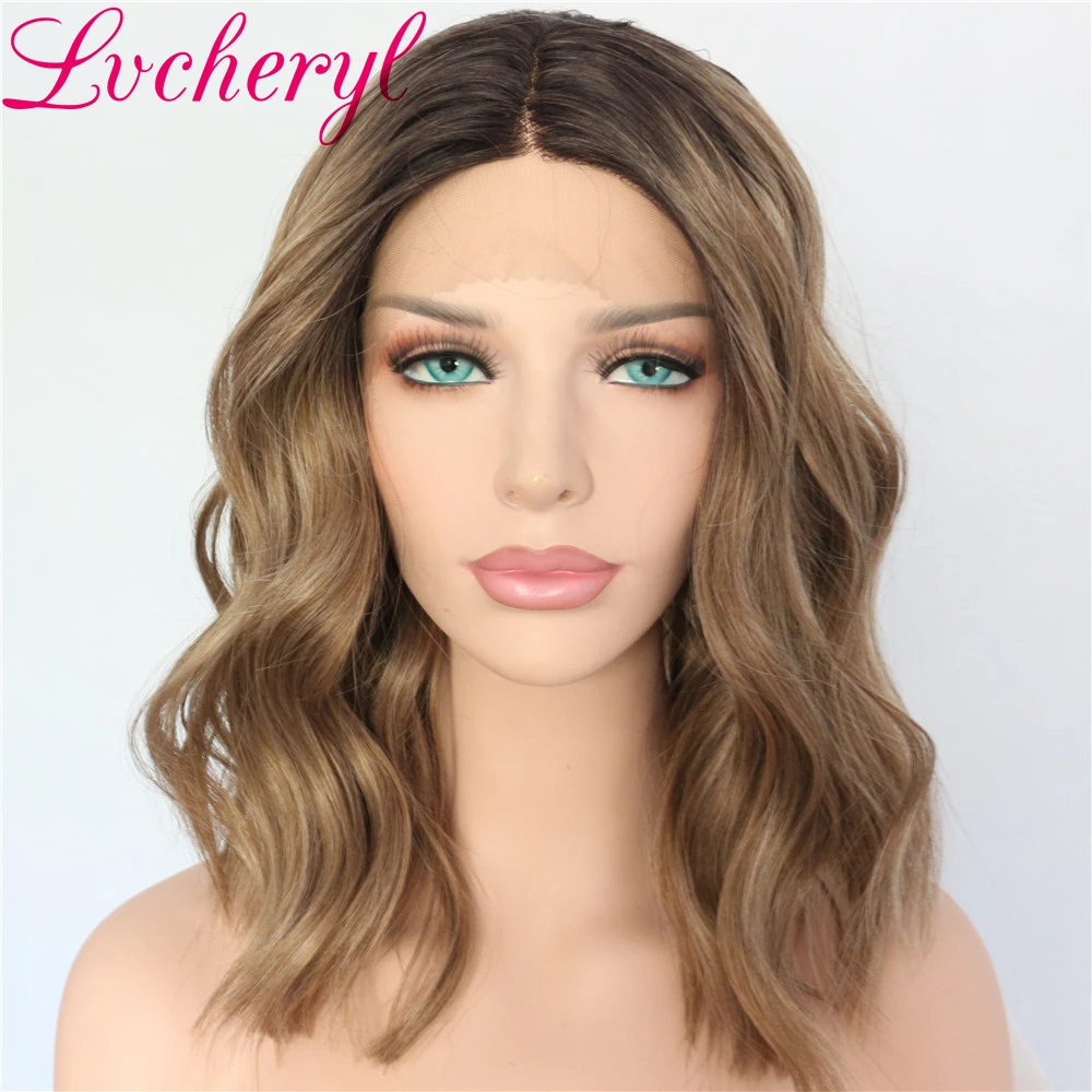 Женские термостойкие парики Lvcheryl Fantacy черные волнистые с темными корнями
