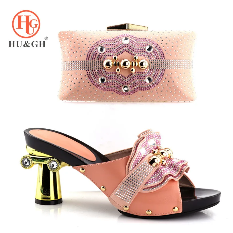 

2018 New Pink Color Matching Shoes and Bag Set In Heels African Shoes and Matching Bags Italian Pumps Matching Shoe and Bag Set