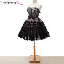 2016 günstige Homecoming Cocktail Party Kleider Vestido De Formatura Schwarz Rosa Tüll Kurzes Abschlussball-kleider Graduation Kleid SSX131