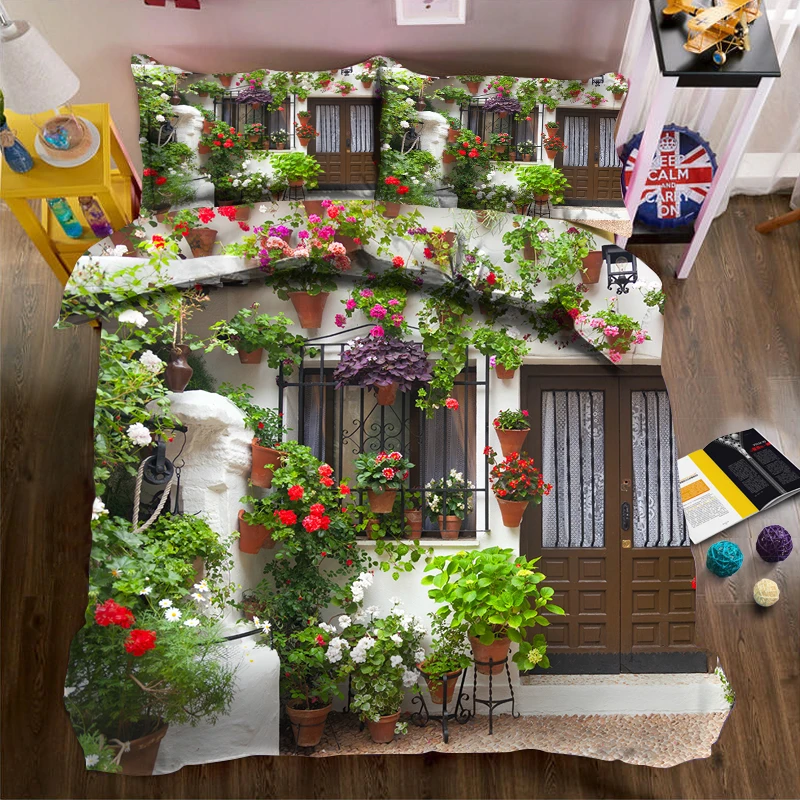 

Plant baskets on the wall 3d effect photo bed linen can be customized photo pattern