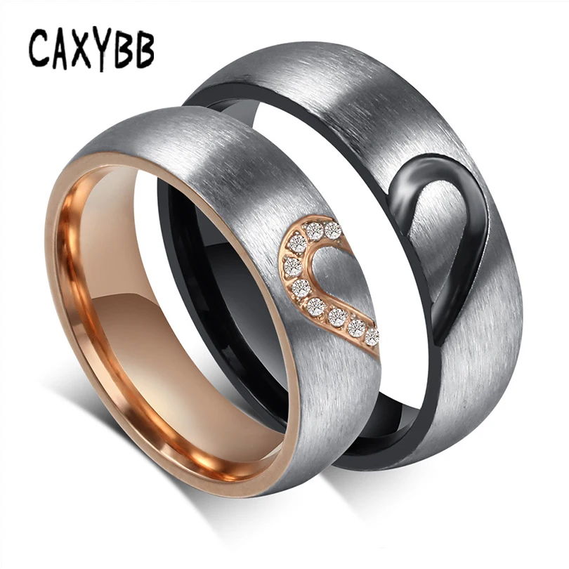 

Couple rings Classic Style Titanium Micro CZ Jewelry Cubic Zircon High Polished Ring For Girl Women men rings
