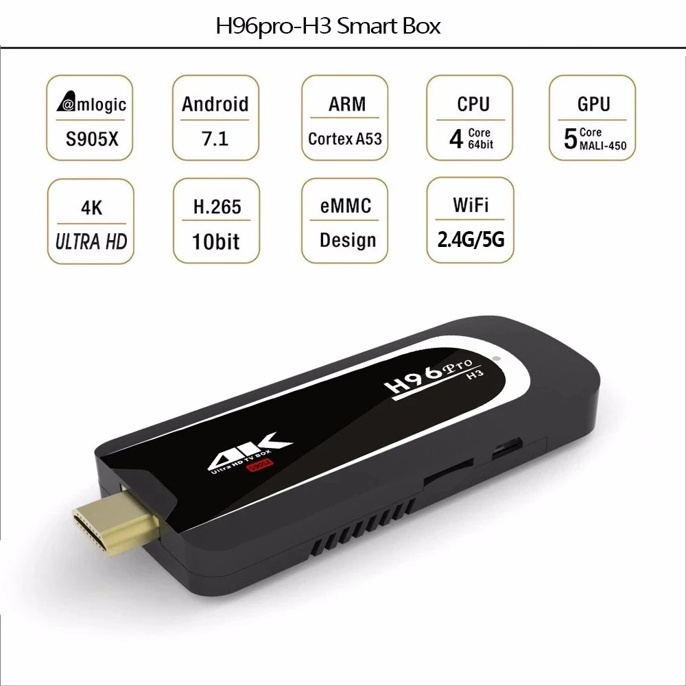 ТВ приставка iLebygo HD сетевая H96 Pro H3 Amlogic S905X Smart Android 7 1 2 4G 5.G Wi Fi Bluetooth|SmartTV-стики и