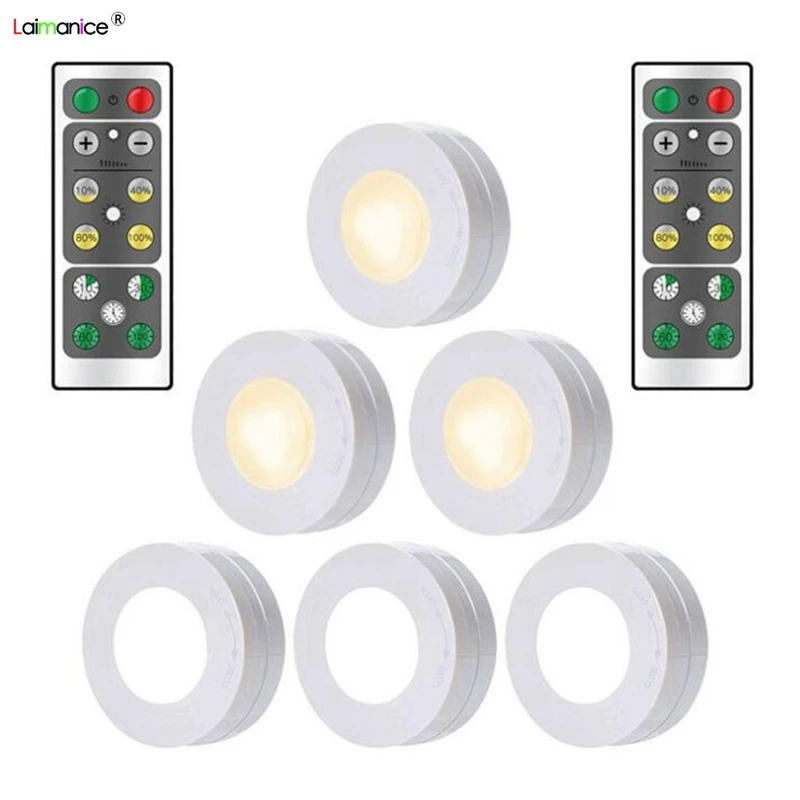 LED ليلة ضوء اللاسلكية المحمولة عن بعد تحكم البطارية بدعم اللمس الاستشعار تحت إضاءة الخزانات للمطبخ الجدار مصباح