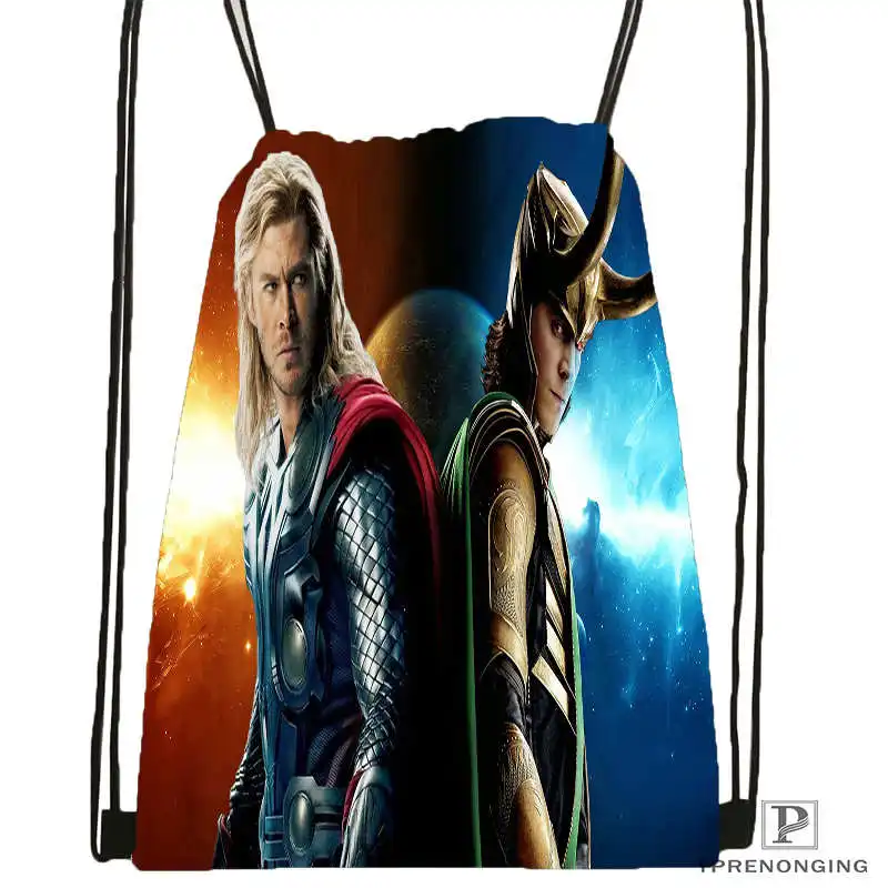 Drawstring Backpack Пользовательские thor-loki-marvel походная сумка на шнурке для мужчин и женщин милый рюкзак дети ранец(черная спина) 31x40 см#20180611-03-150 - Цвет: Drawstring Backpack