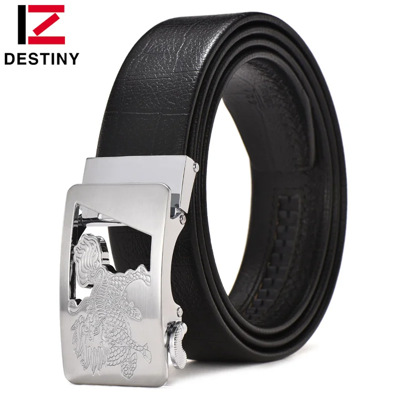 

DESTINY Luxury Famous Brand Designer Belt Men High Quality Male Genuine Leather Strap Waist Wedding Silver Gold Automatic Jeans