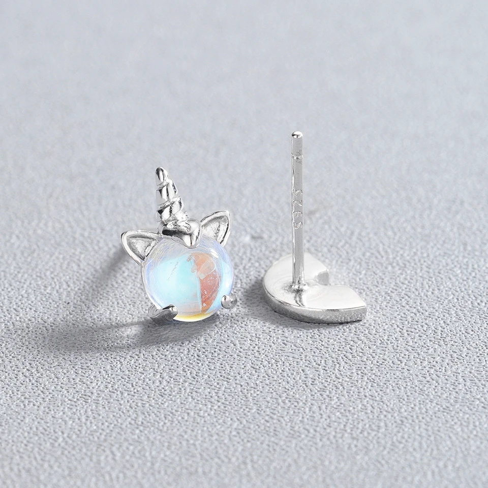 Unicorn Rainbow Stud Baby Earrings Kids Children Jewelry Asymmetry
