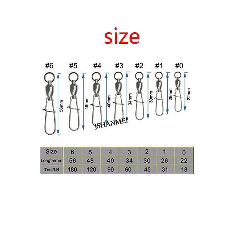 JSM 50pcs/lot Strong Ball Swivels with Sold Rings Split Ring