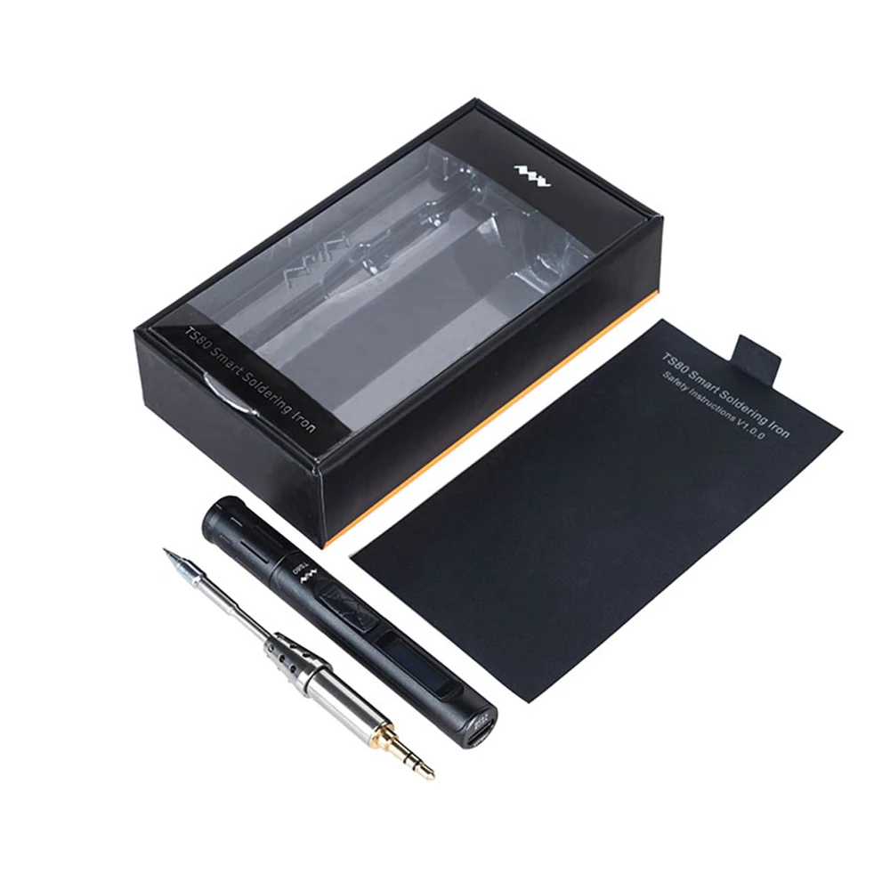 Умный мини TS80 электрическая паяльная станция, цифровой OLED Дисплей Тип usb-C Интерфейс паяльная ручка Встроенный STM32 чип