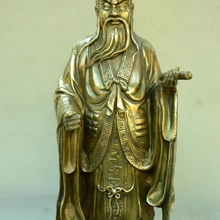 Chinese Temple Bronze Lord Lao Zi old boiler man Too up old man God Friar Statue