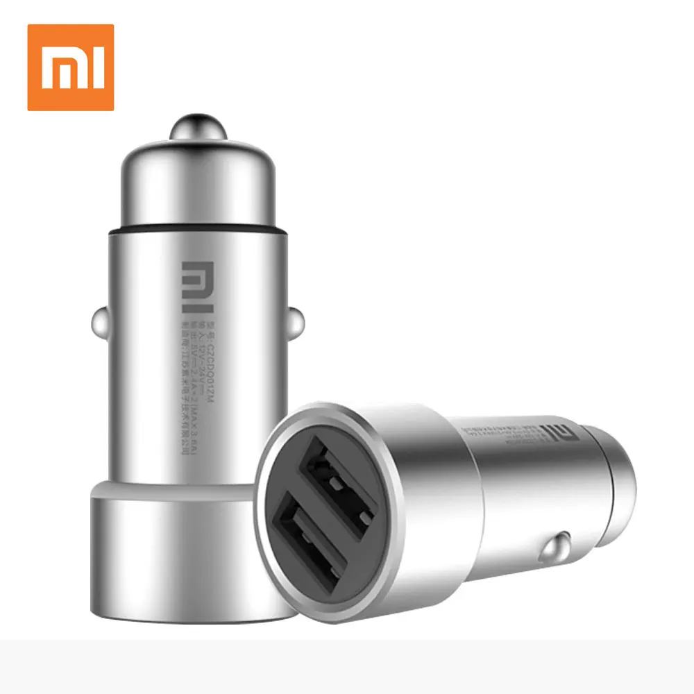 Xiaomi Mi автомобиля Зарядное устройство QC3.0 с 2 Dual USB Быстрая зарядка макс. 5 В/3A 9В/2A 15В/1.5A металлический Стиль