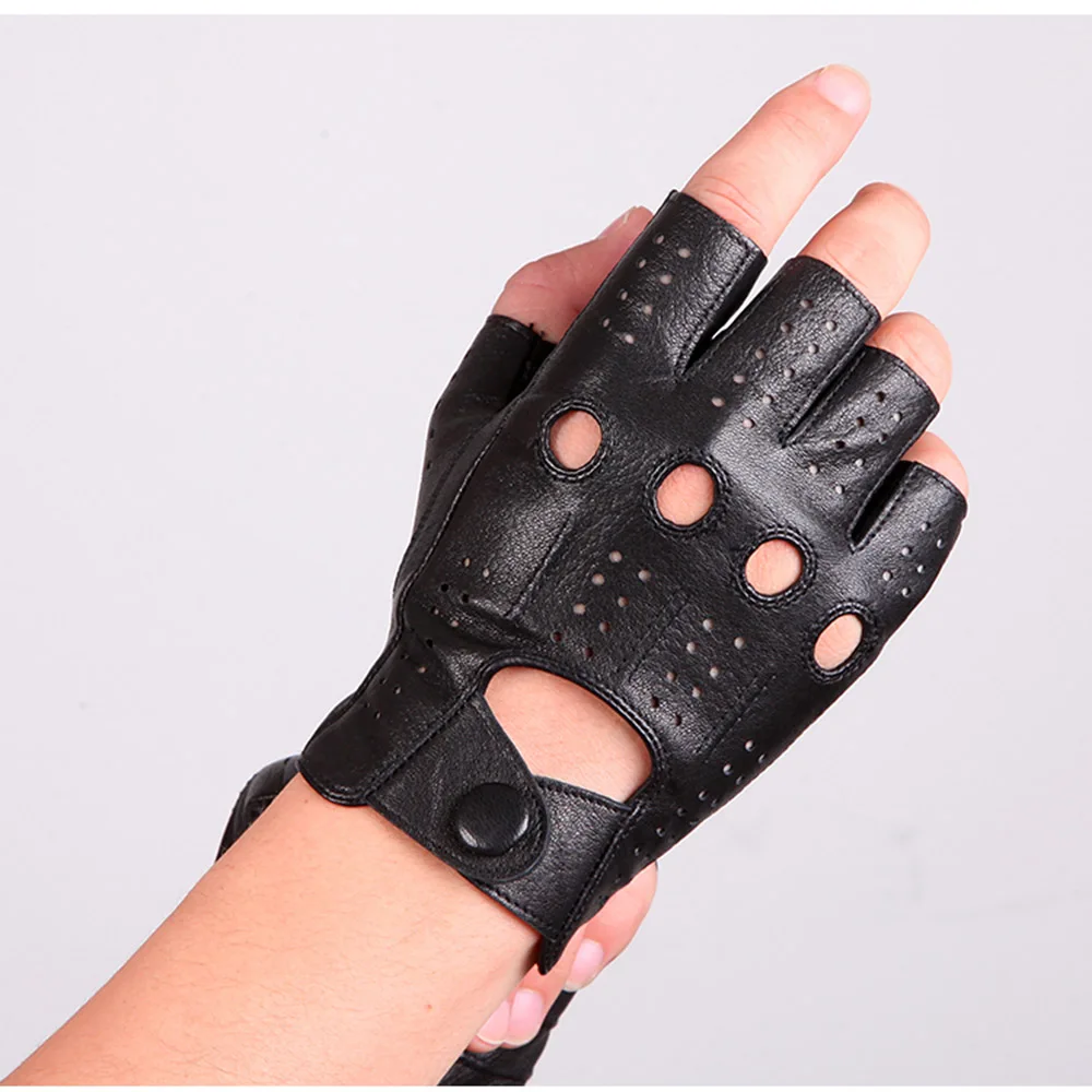 Semi-Finger Genuine Leather Gloves Men'S Thin Section Driving Fingerless Sheepskin Gloves M046P-5 fingerless gloves half finger gloves leather gloves male gloves