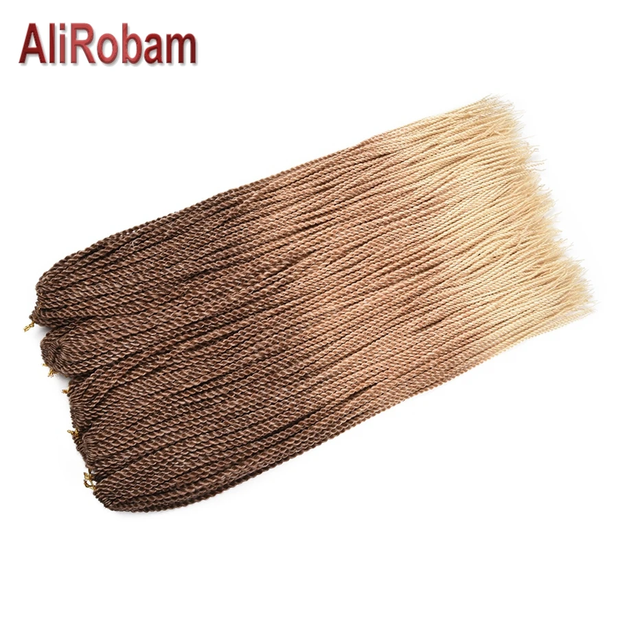

AliRobam Ombre Brown Golden Senegalese Twist 24Inch Long Crochet Hair Synthetic Braiding Hair Extensions 30 Strands/pack
