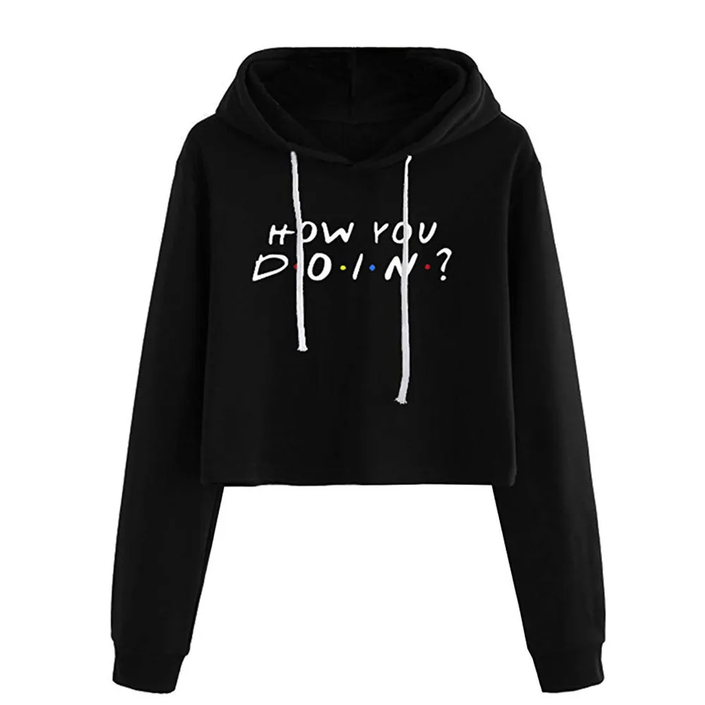 

JAYCOSIN Women Sweatshirt coat autumn fashion Short Crop Hoodie Long Sleeve Letter Print Pullover top blouse ariana grande 9717