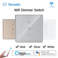 Wifi inteligentna ściana dotykowe światło wyłącznik ściemniacza EU/UK standardowy złoty/srebrny pilot aplikacji sterowanie z żarówką współpracuje z Alexa i Google Home