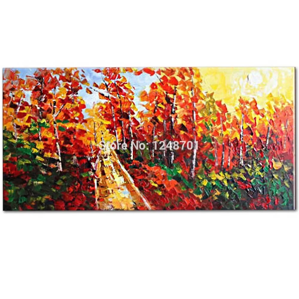 

Hand Painted Forest Landscape Oil Painting On Canvas Thick Texture Impasto Wall Painting Picture Living Room Home Wall Decor Art