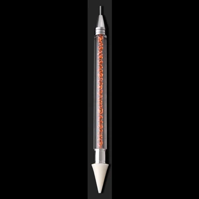 1 шт двухконцевая ручка для ногтей для гвоздики со стразами, восковой карандаш, кристальная ручка для бисера, инструмент для дизайна ногтей, инструмент для маникюра - Цвет: Оранжевый