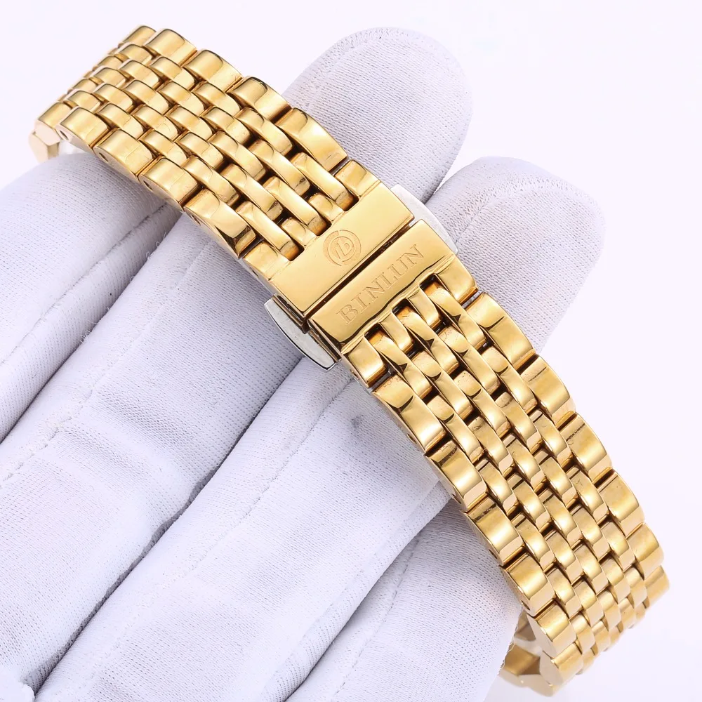 BINLUN Для женщин 18K золото автоматические механические часы с бриллиантами Водонепроницаемый Роскошный цветок циферблат светящиеся аналоговые наручные часы для Для женщин