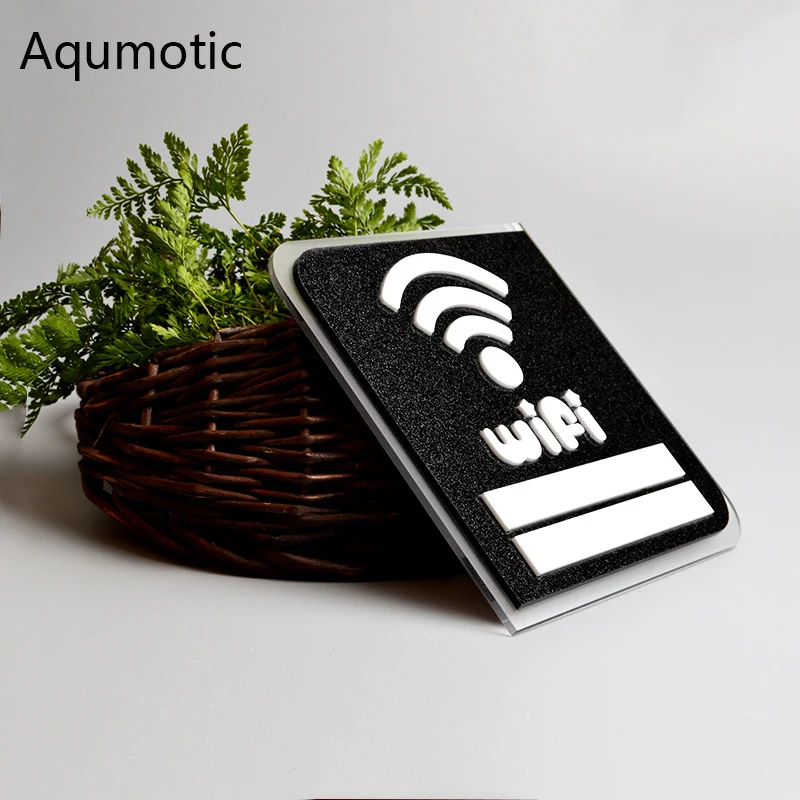 Aqumotic Wifi логотип стикер акриловый многоразовый Бесплатный Wifi окно стикер красивый черный скраб 15 см доступен Wifi пароль учетной записи