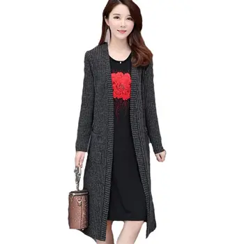 

Autumn Winter Women Long Knitted New Fashion Sweater Female Plus Size 5XL Loose Oversized Casual Cardigan Ladies Pocket Coat F33