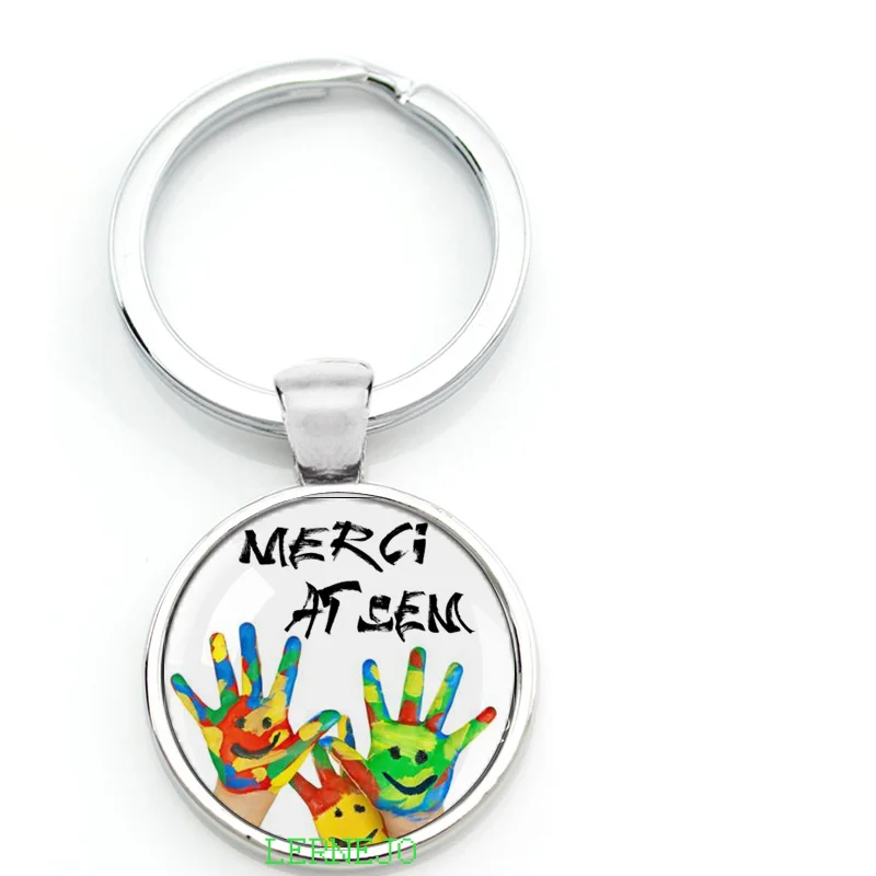 Key JOKey Ring, Merci ATSEM, Porte-clés, Cabochon en verre, Danemark ge, Bonnes, Vacances, Cadeau, ATSE