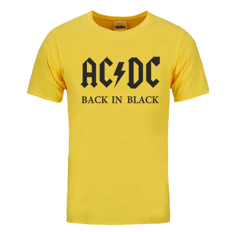 yellowblack Рок группа AC DC Футболка Мужская Лето хлопок Модная брендовая ACDC Мужская футболка хип-хоп футболки для фанатов - Цвет: yellowblack