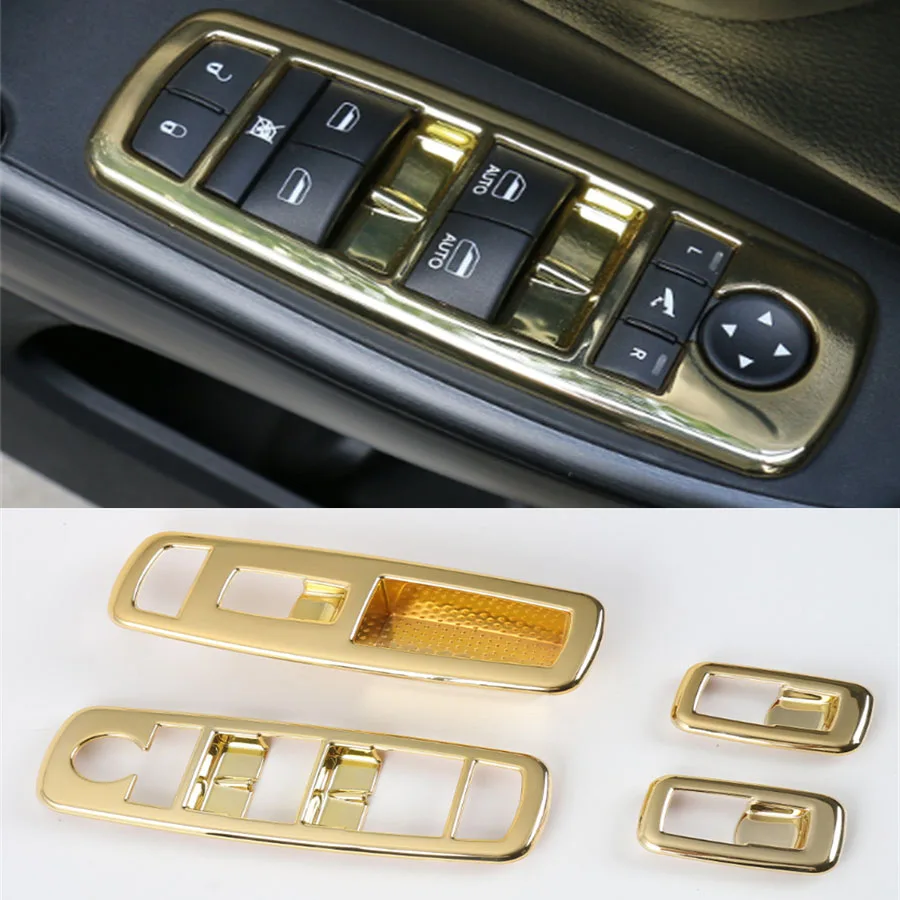 

YAQUICKA 4PCS ABS For Jeep Grand Cherokee 14-16 Interior Car Window Lift Switch Buttons Decor Frame Cover Trim Sticker Styling