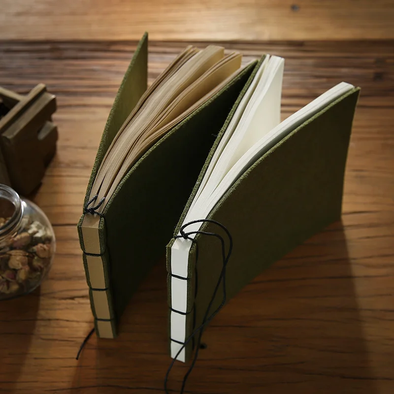  Army Green Vintage Notebook Represatation Book Reminisced Doodle Cowhide Paper Blank book Traveler 