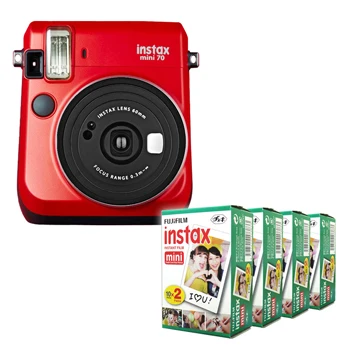 Fujifilm Instax Mini 70 мгновенная пленка камера 6 цветов со стильным плечевым ремнем+ Fuji 80 мгновенная пленка фото картинка - Цвет: Red