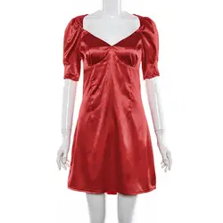 Модное сексуальное женское летнее платье с коротким рукавом, v-образным вырезом, мини-платье, тонкий халат, Femme Vestidos, Женский пуловер