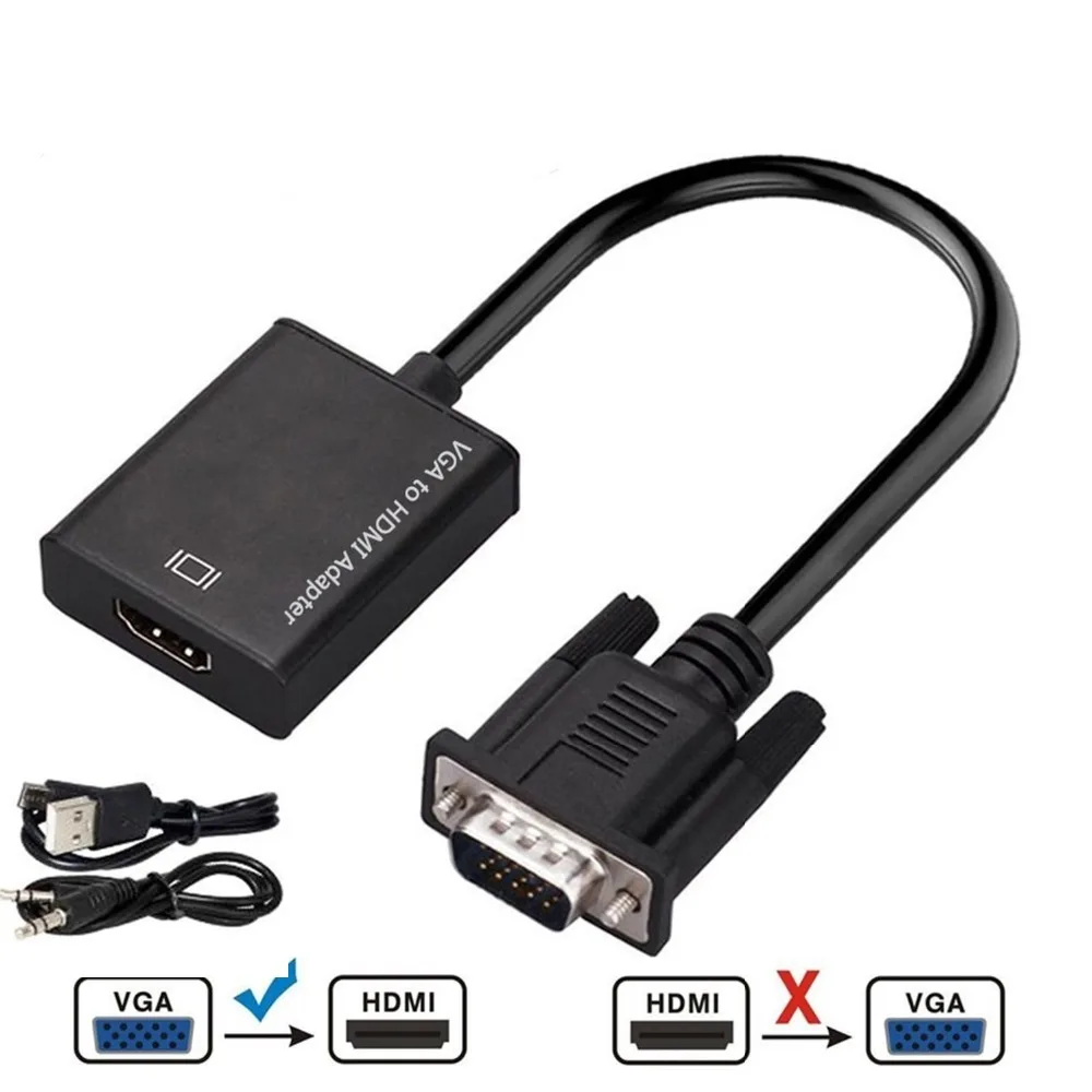VGA to HDMI Converter Adapter Output 1080P HD with Audio VGA2HDMI TV AV to HDTV Video Cable Converter Adapter for TV PC VGA to HDMI Converter Adapter Output 1080P HD with Audio VGA2HDMI TV AV to HDTV Video Cable Converter Adapter for TV PC